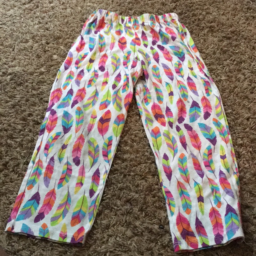 Feather print pajama pants girls size 6-6x